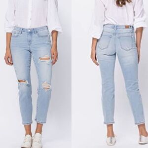 Judy Blue Super Light Destroyed Boyfriend Jeans JB88333 Denim crop ankle 9/29